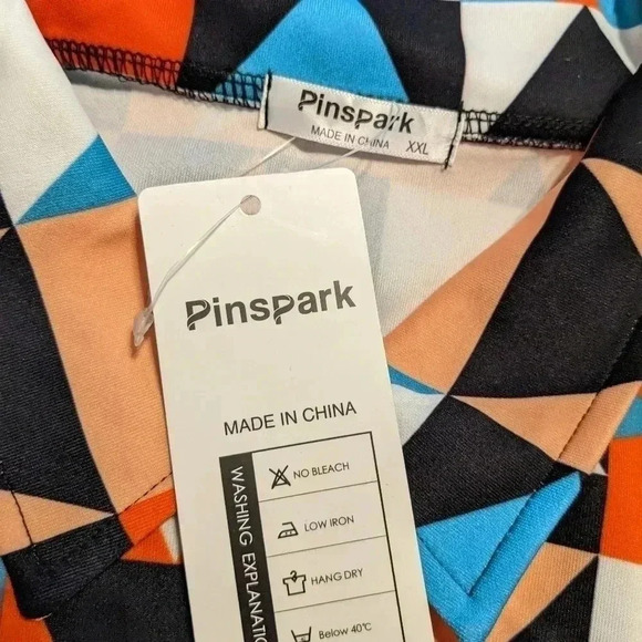 PINSPARK Golf Tennis Shirt Long Sleeve Moisture Wicking Geometric Print XXL NWT - Picture 7 of 7